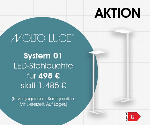 System 01 LED-Stehleuchte von Molto Luce: Jetzt auf Lager und zum Aktionspreis