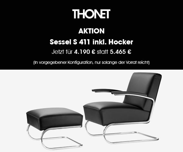 Stahlrohrsessel S 411 mit Hocker von Thonet: Jetzt zum Aktionspreis erhältlich