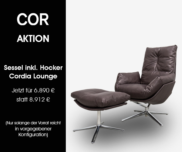 Begrenzte Stückzahl verfügbar: Sessel Cordia Lounge inkl. Hocker von COR: Jetzt zum Aktionspreis