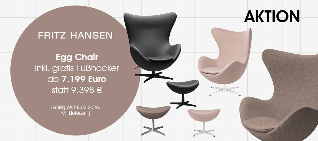 Loungesessel Egg Chair von Fritz Hansen mit gratis Hocker: Jetzt zum Aktionspreis