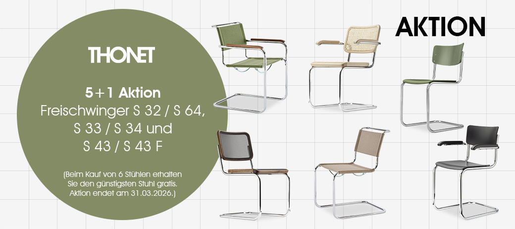 5+1 Aktion – Freischwinger S 32/S 64, S 33/S 34 und S 43/S 43 F von Thonet: Jetzt zum Aktionspreis