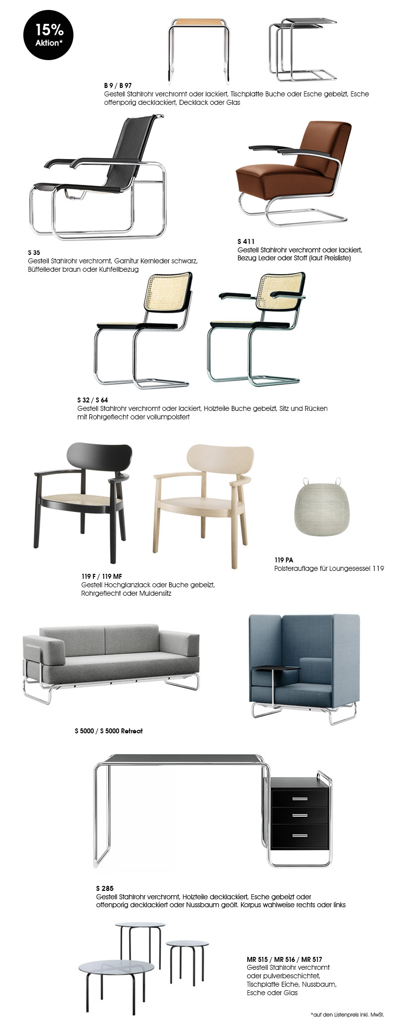 Ausgewählte Lounge-Möbel von Thonet