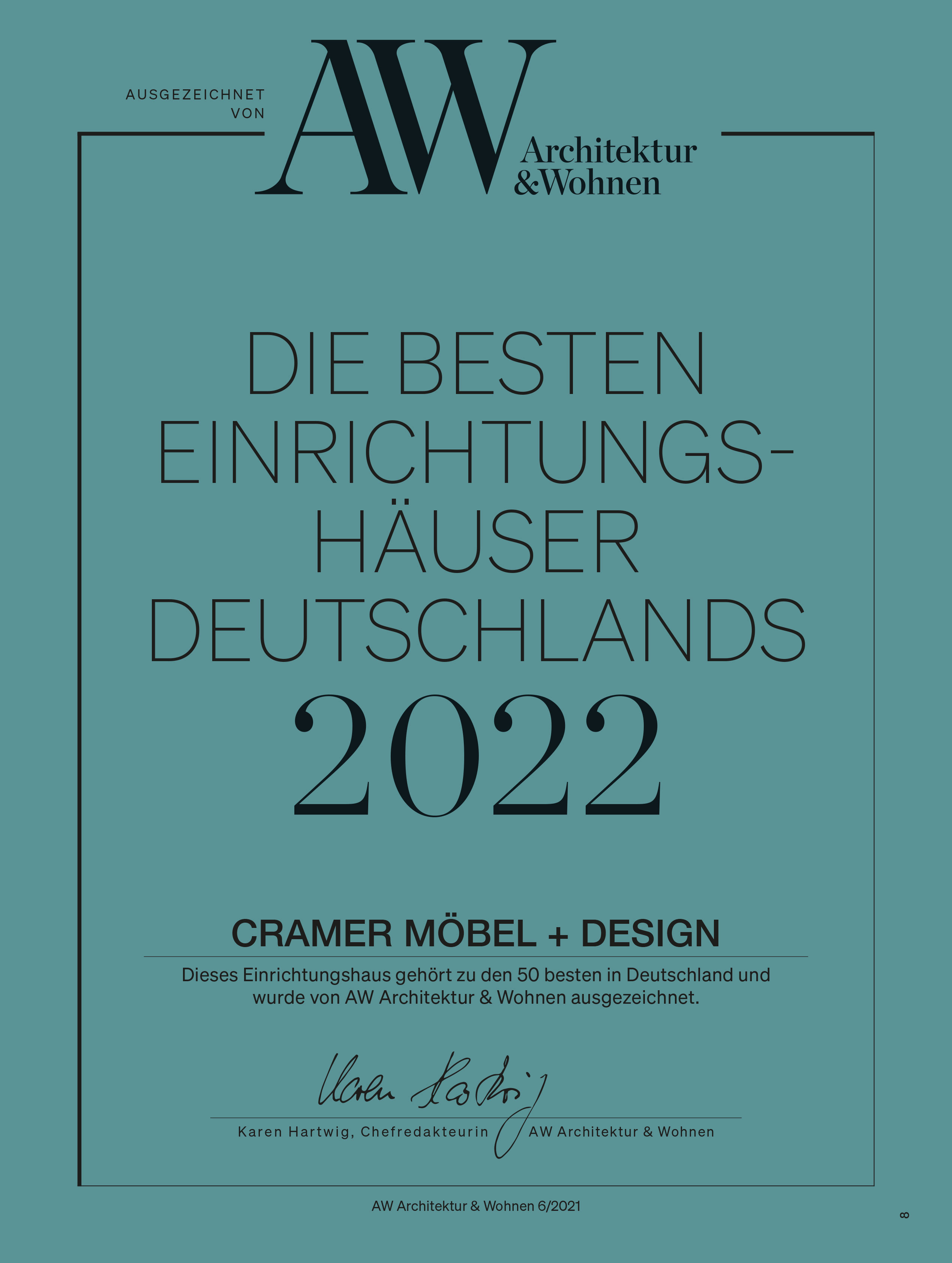 Auszeichnung Die besten Einrichtungshäuser Deutschlands 2022