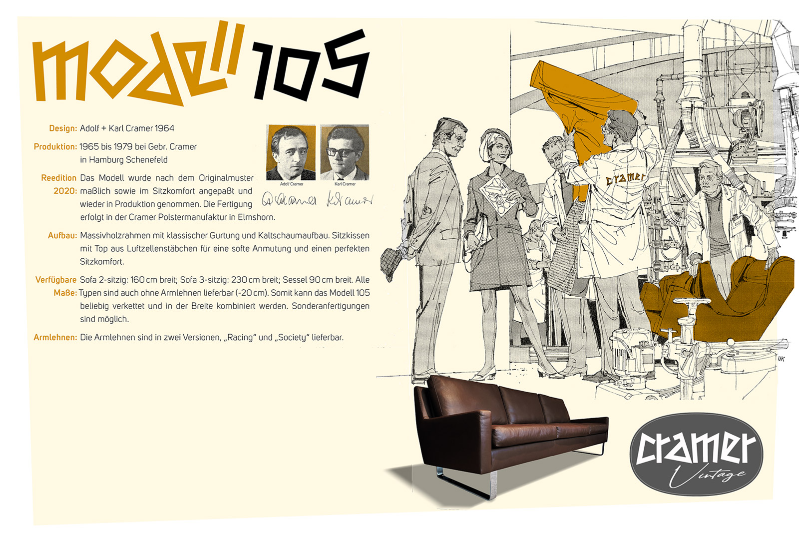 Cramer Vintage - Sofa 105 von Cramer Polstermanufaktur
