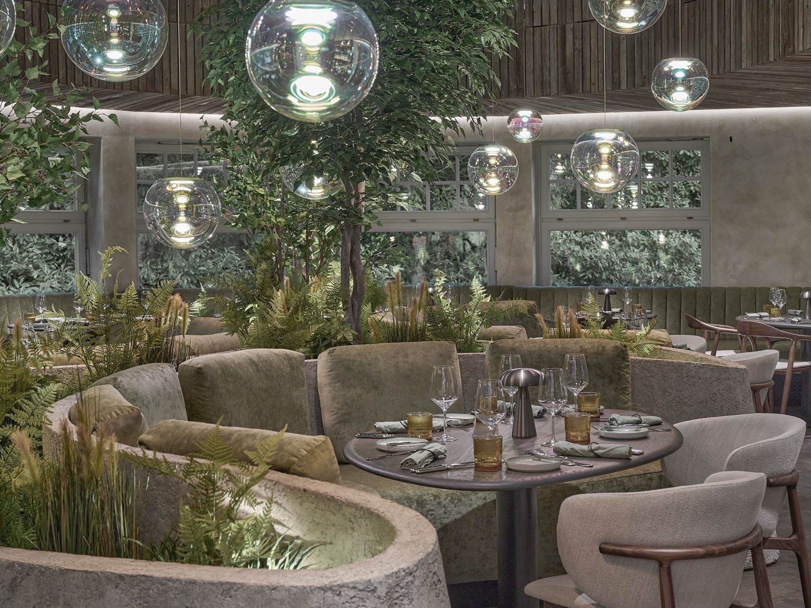 Gastronomie im Herzen des Stadtparks - Die ma&szlig;gefertigte Inneneinrichtung aus der Cramer M&ouml;belmanufaktur verleiht dem Restaurant DEER eine klare gestalterische Identit&auml;t.