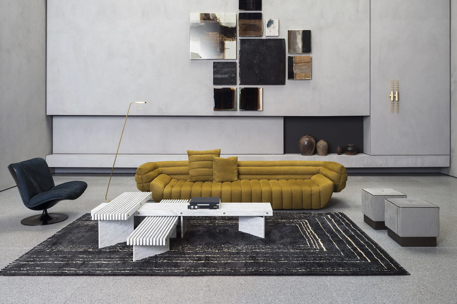 Baxter Statement-Pieces: Sofa Tactile und Sessel Marilyn.