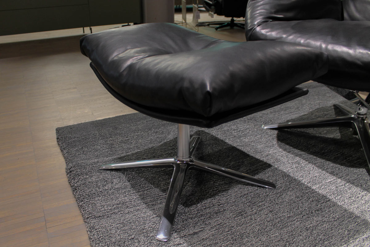 Sessel Cordia Lounge inkl. Hocker, Leder schwarz von COR